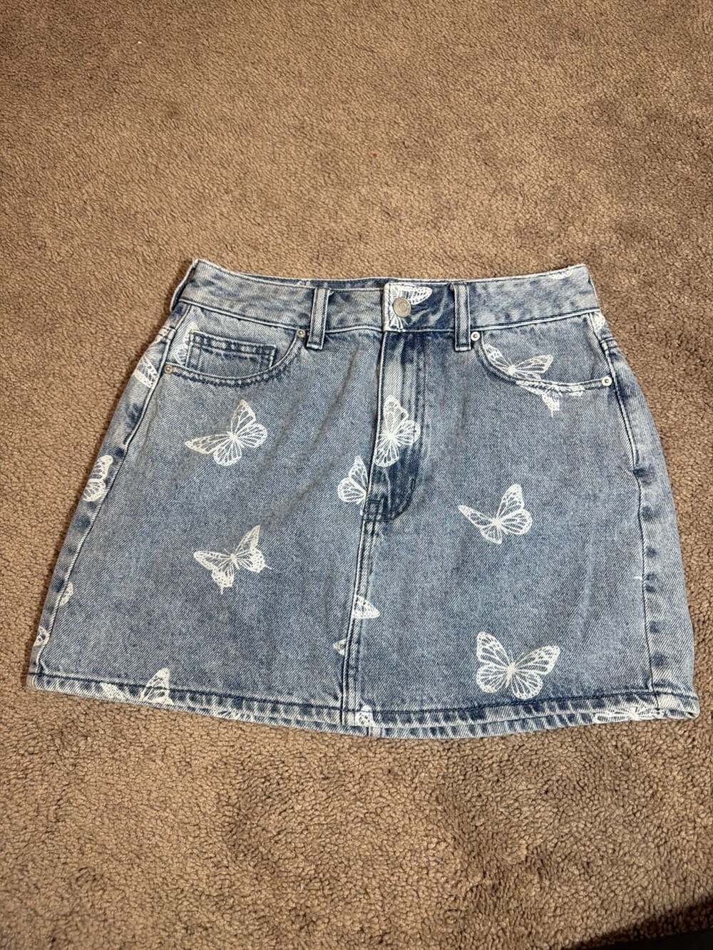 PacSun Butterfly Denim Mini Skirt Size 26 ( 0031 )